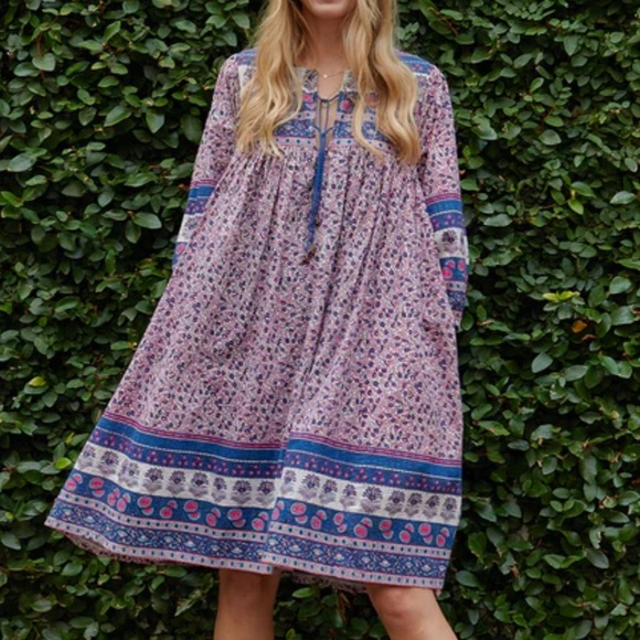 Pink Chicken Boho Block Print Jade Dress SZ Medium - Picture 10 of 10